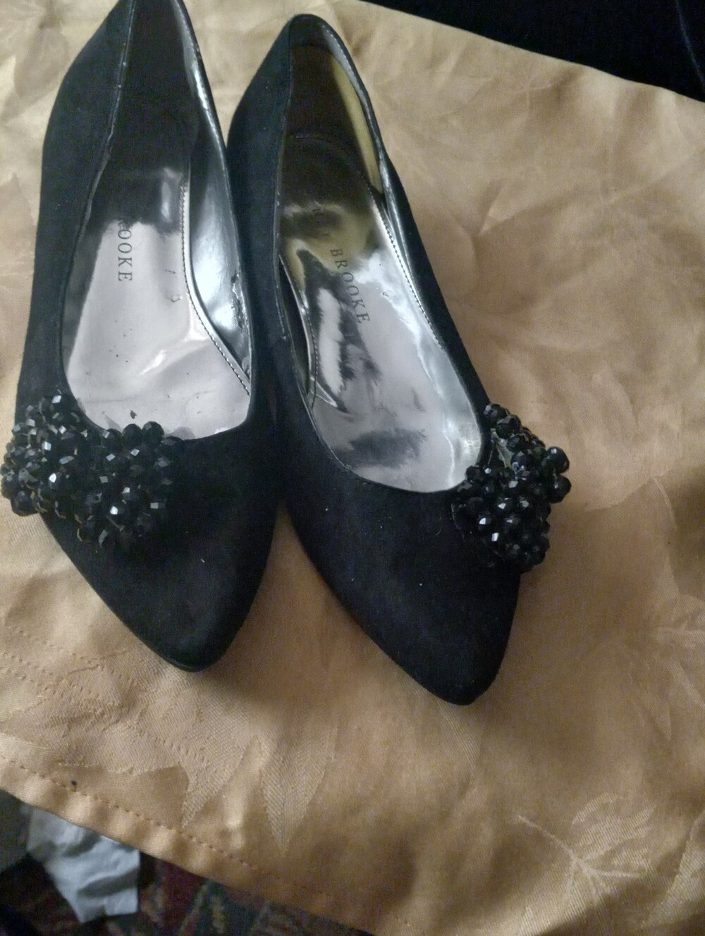 Black Embellished Pointed-Toe Heels by Audrey Brooke